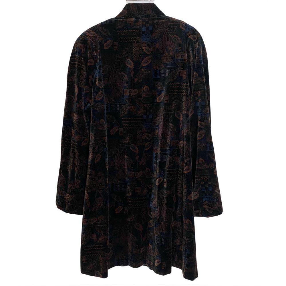 Vintage 80s J.L. deBall Portrait Velvet Mixed Pattern Coat Size Small - Picture 2 of 5